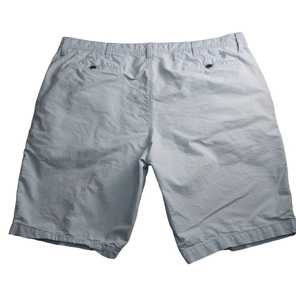 U.S. Polo Assn Chino Shorts Mens W40 Light Blue Striped Relaxed Fit Cotton - Picture 3 of 10